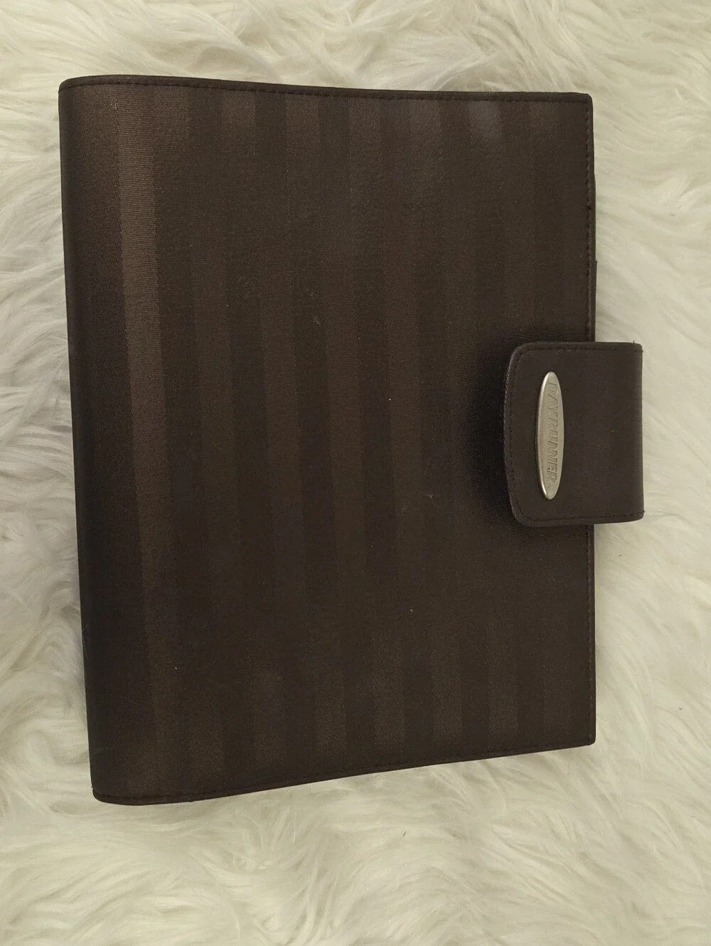 Day Runner Brown Striped Fabric Folio Organizer Planner
